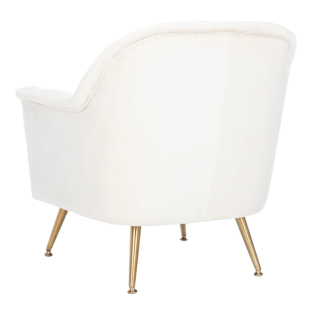 Ivory Velvet Upholstered Arm Chairs V83215