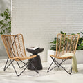 Wicker Outdoor Accent Chairs, Set of 2, Light Brown and Black P211832