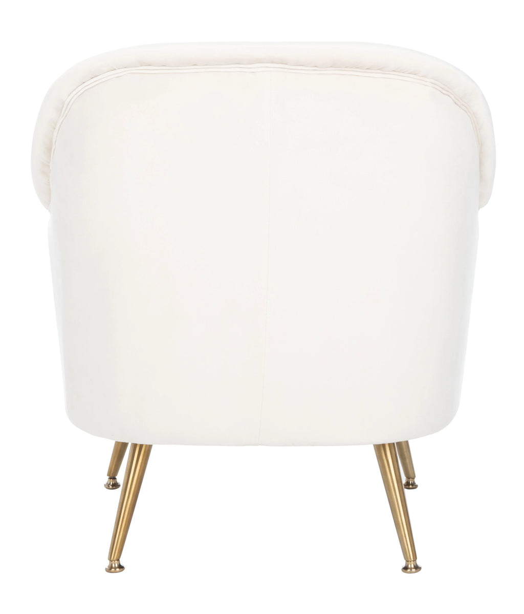 Ivory Velvet Upholstered Arm Chairs V83215