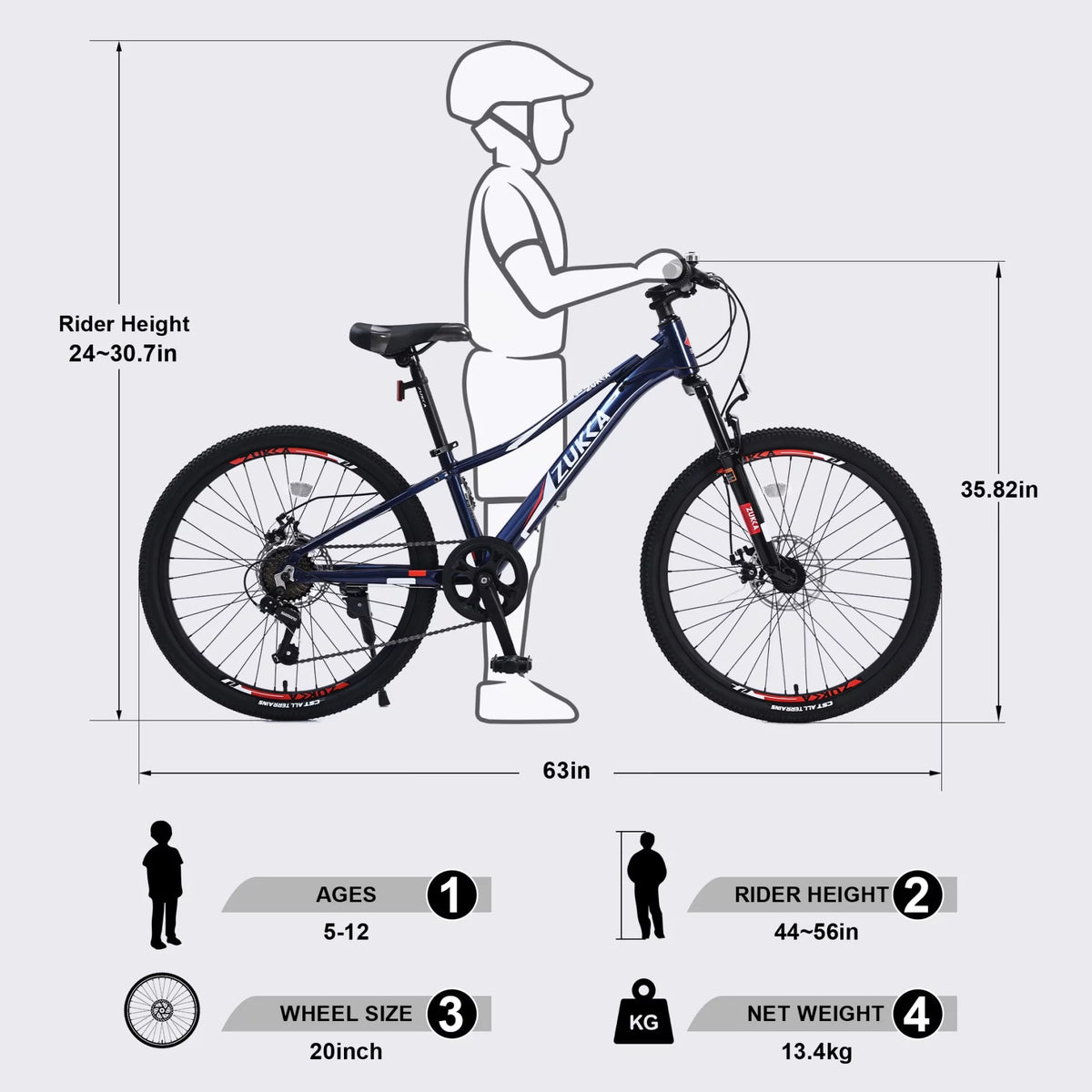 24 in 7-Speed Aluminum Mountain Bike with Double Disc Brake H5662