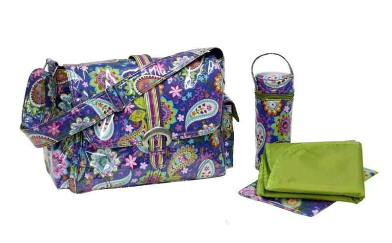 Cobalt Paisley Laminated Buckle Diaper Bag E21535