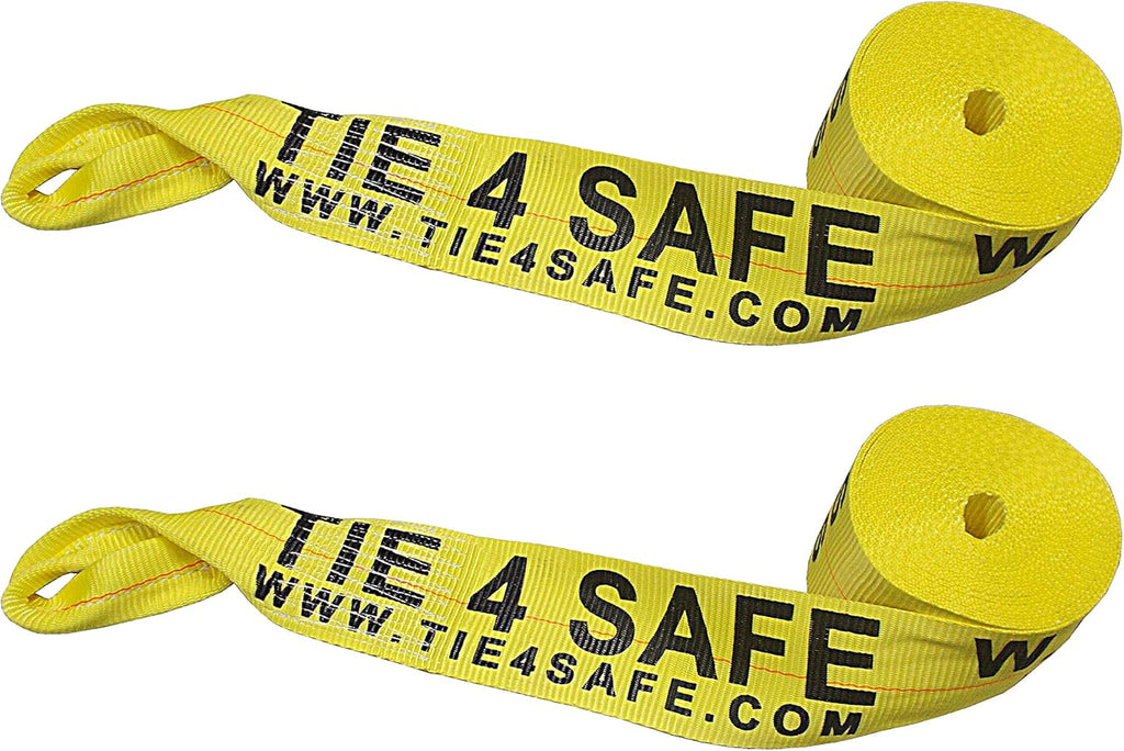 4" x 30' Heavy Duty Twisted Sewn Loop Winch Strap Tie Down (Black, 8 - Pack) O7980