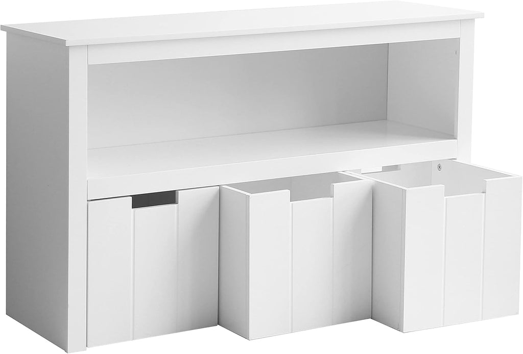 White Toy Box Organizer Storage Chest with Wheels T995053