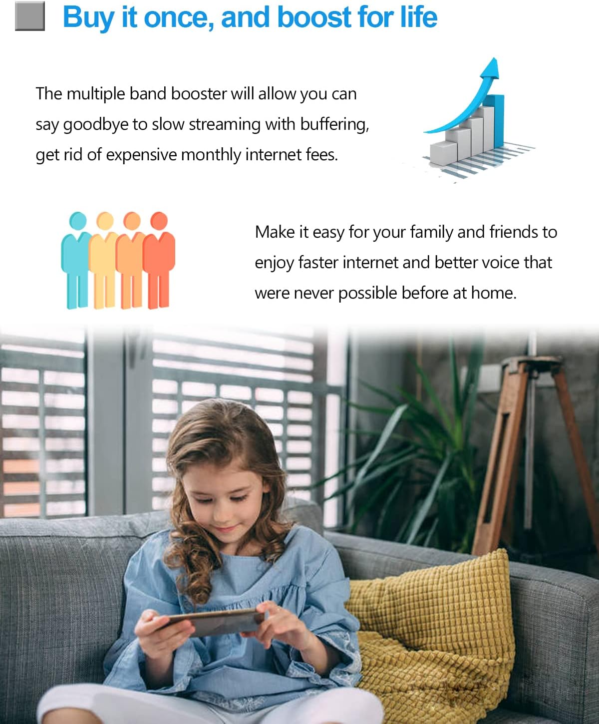 Cell Phone Signal Booster for Home, 5G 4G LTE & 3G, up to 4,500 sq ft H532714