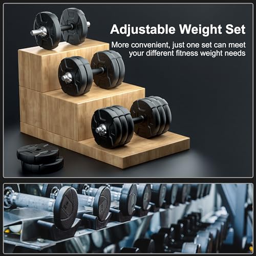 Heavy Adjustable Dumbbell Barbell Set, Metal Dumbbell Grip and Barbell Bar, 1" Center Hole Weight Plate B3427
