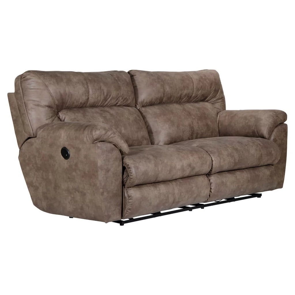 Brown Polyester Power Reclining Sofa V2566