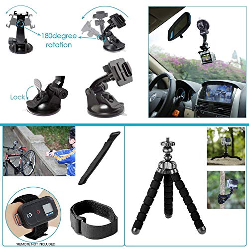 Compact Waterproof Action Camera with 4K, 12MP Photos, Stabilization, 128GB Card, Card Reader, 50 Piece Accessory Kit W6589
