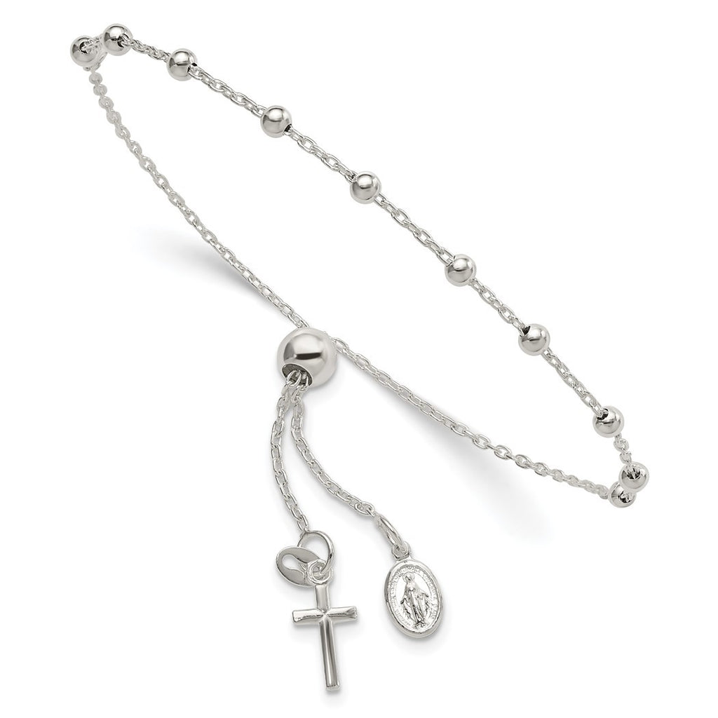 3mm 925 Sterling Silver Adjustable Rosary Bracelet - 2.5 Grams F1752
