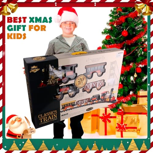 Large Train Cars Christmas Train Set with Real Smoke, Lights and Sounds C858