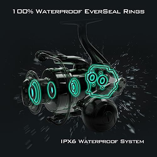 Saltwater Spinning Reel - IPX6 Waterproof - 55LBs Max Drag - 6.2:1 High Speed - CNC Aluminum Body U502969