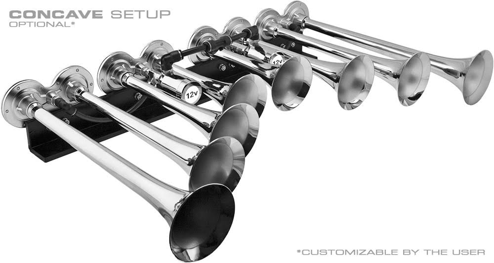 8 Air Horn Chrome Plated Trumpets W3278