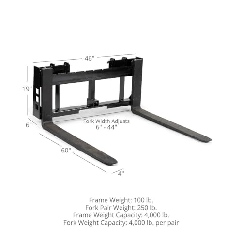 45" Skid Steer Pallet Fork Frame Attachment, 36" Fork Blades, 4,000 LB D402