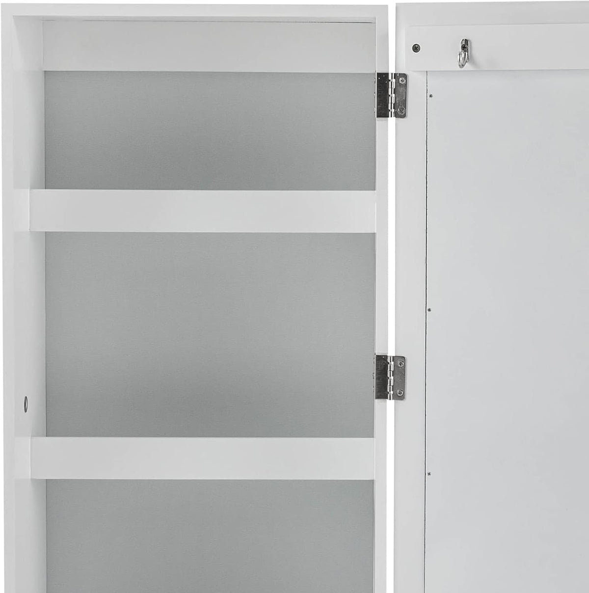 White Wall-Mounted Ironing Board Cabinet with Mirror Y253962