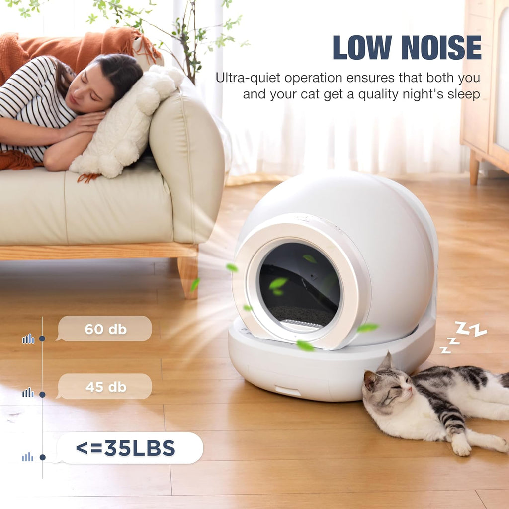 Automatic Self Cleaning Large Capacity Cat Litter Box (Pure White) B300425