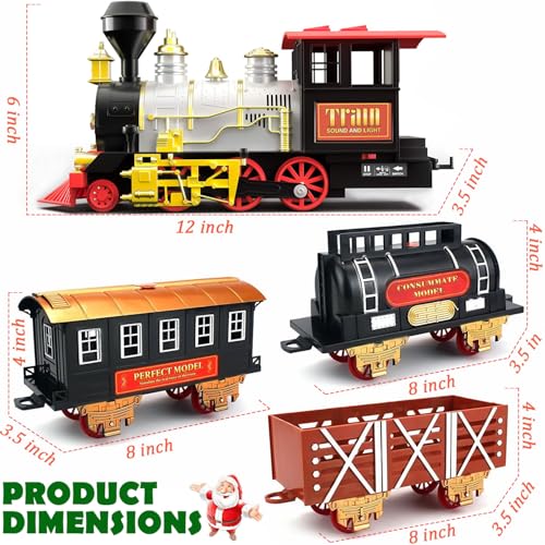 Large Train Cars Christmas Train Set with Real Smoke, Lights and Sounds C858