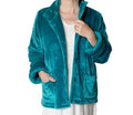 Plush Fleece Bed Jacket with Banded Collar Long Sleeves 100% Polyester X690311