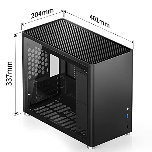 White Mini Micro ATX Tower Computer Case, Aluminum/Steel/Tempered Glass C289