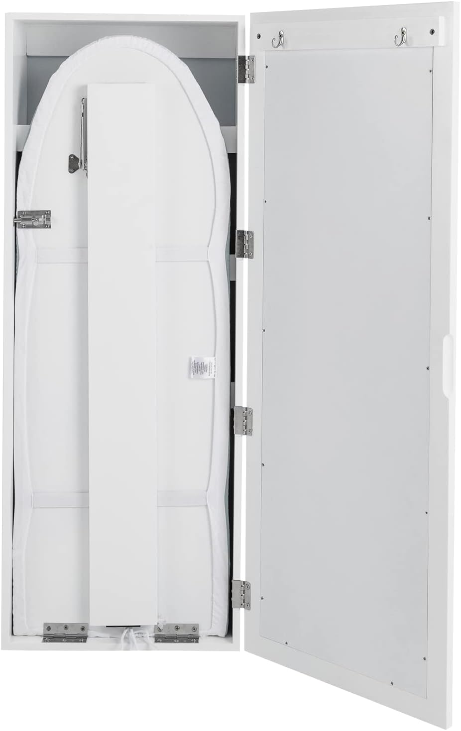 White Wall-Mounted Ironing Board Cabinet with Mirror Y253962