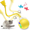 Motion-Activated Rolling Cat Toy with Tail (Yellow) X41142