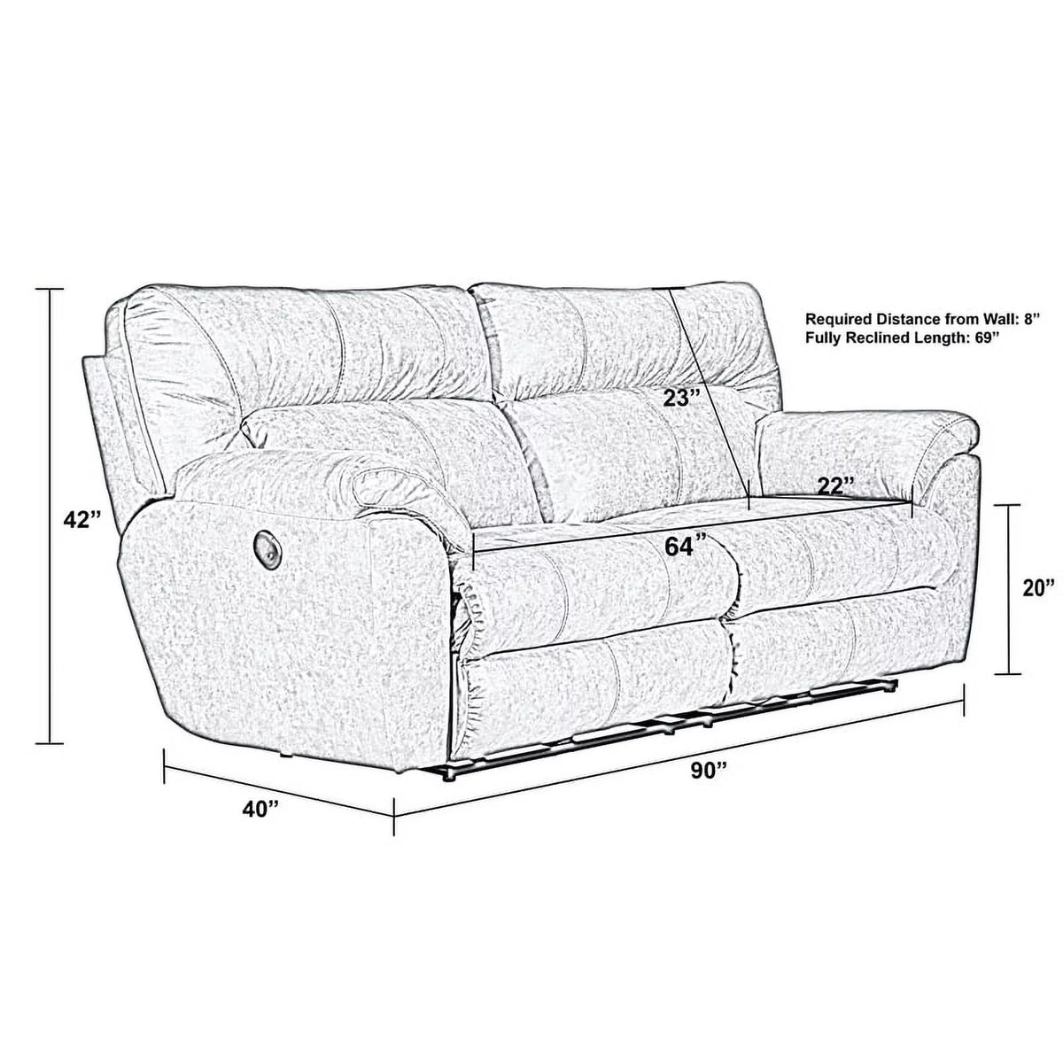 Brown Polyester Power Reclining Sofa V2566