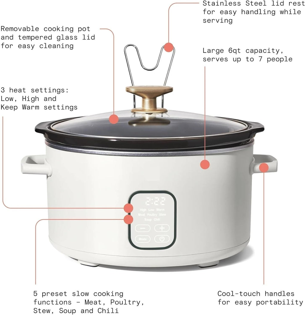 6 Quart Programmable Slow Cooker, White Icing B27452