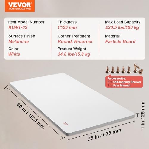 White 55" x 28" x 1" Solid Particle Board Desk Top E226