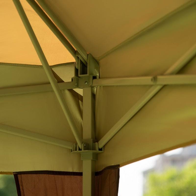 Beige and Brown Pop-Up Gazebo Tent with Mosquito Netting K2391