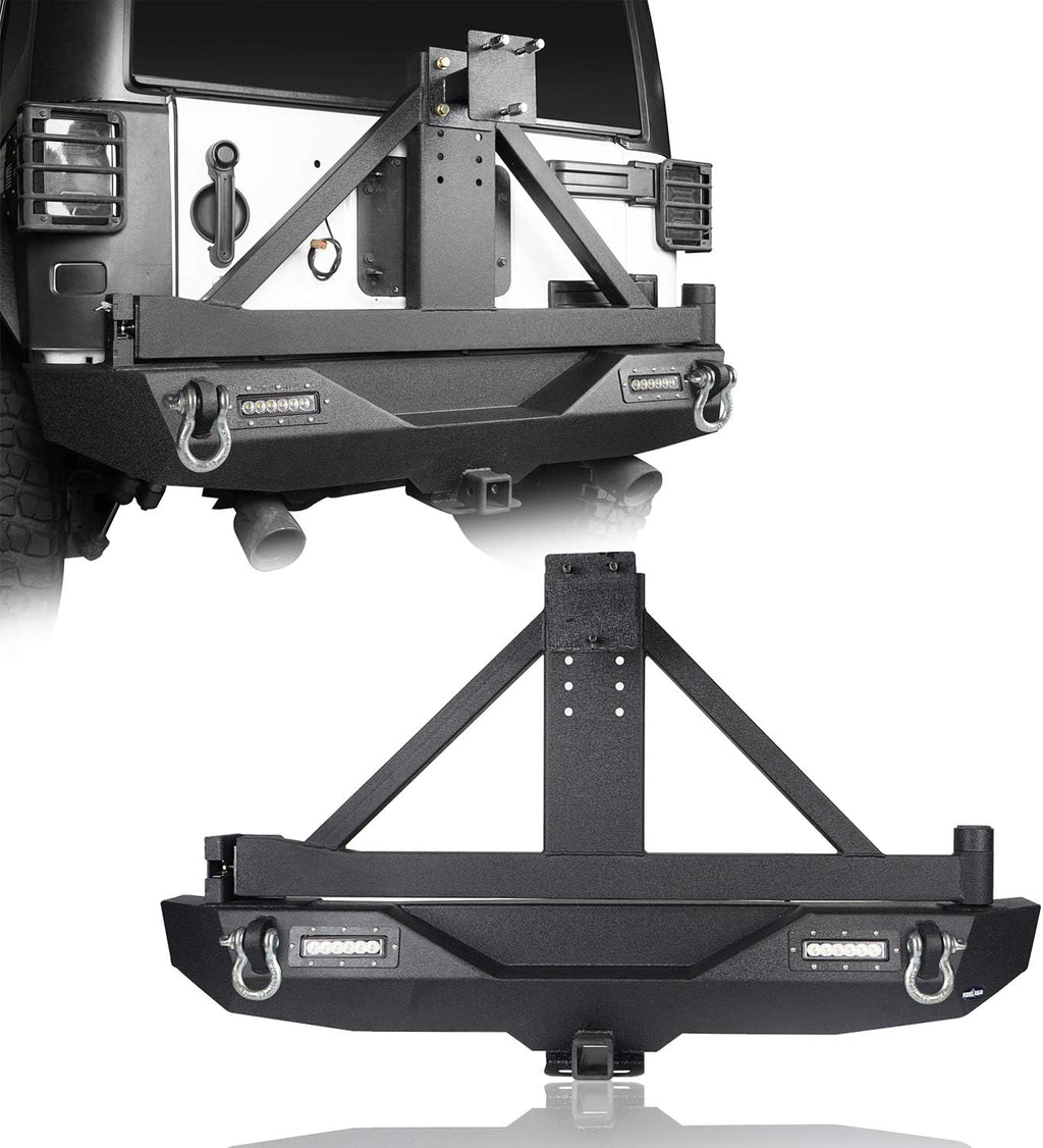 Front and Rear Bumper with Spare Tire Carrier and Winch Plate Q905834