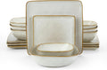 16-Piece Dinnerware Set, Square Plates and Bowls, Cappuccino White O52266