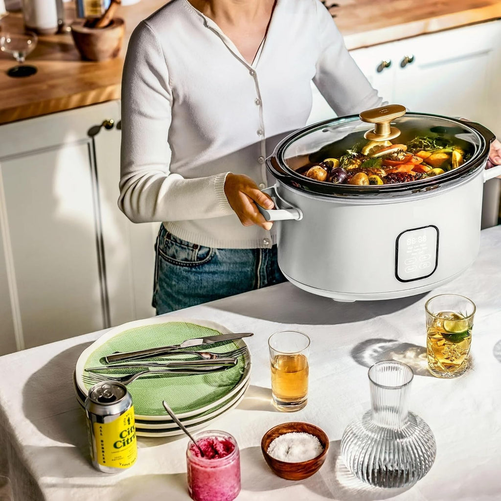 6 Quart Programmable Slow Cooker, White Icing B27452