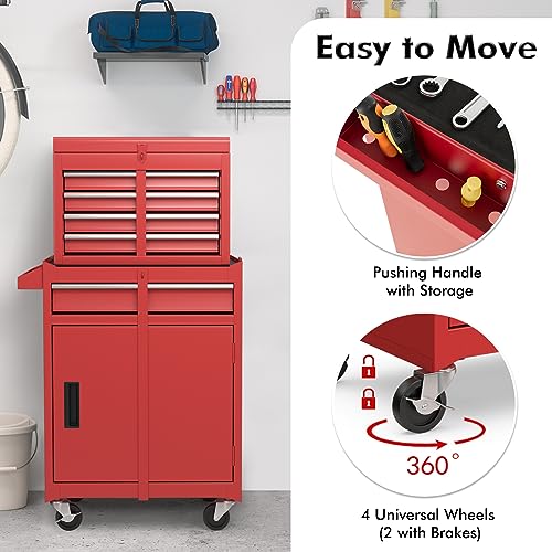 Gray 5-Drawer Rolling Tool Chest with Lockable Wheels T207