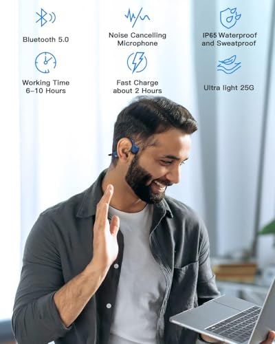 IP67 Waterproof Wireless Bluetooth 5.2 Bone Conduction Headphones with Dual Noise-Canceling Mics O865093