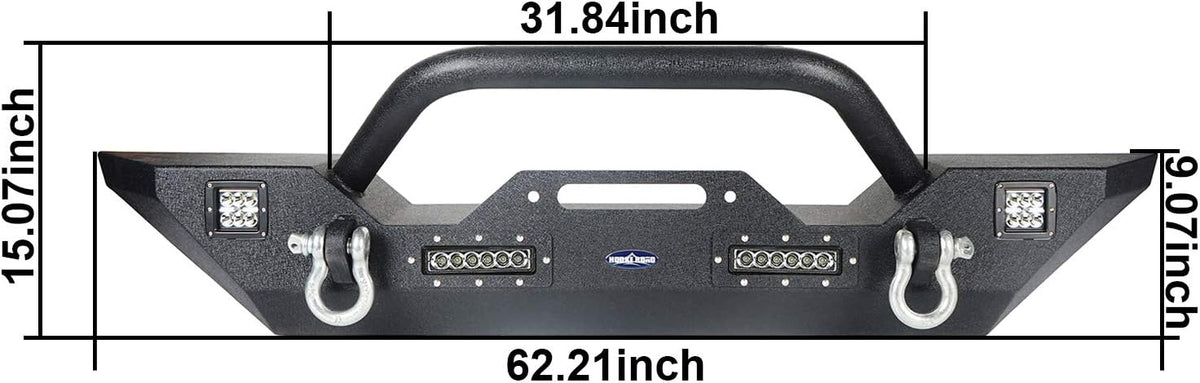Front and Rear Bumper with Spare Tire Carrier and Winch Plate Q905834