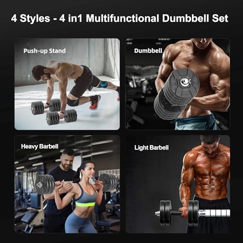 Heavy Adjustable Dumbbell Barbell Set, Metal Dumbbell Grip and Barbell Bar, 1" Center Hole Weight Plate B3427