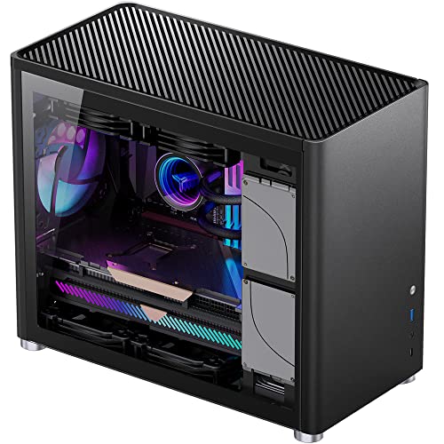 White Mini Micro ATX Tower Computer Case, Aluminum/Steel/Tempered Glass C289