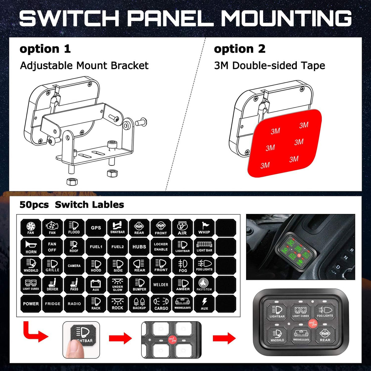 8 Gang LED Switch Panel with Label Stickers C2251