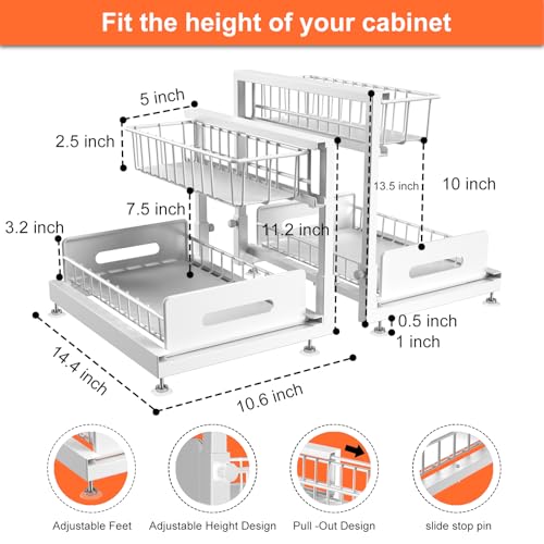 White 2 Tier Pull Out Under Sink Organizer P59753