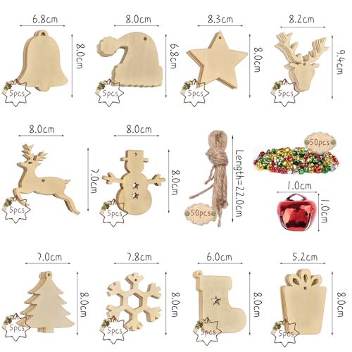 50pcs Unfinished Wood Slice Christmas Ornaments E2937