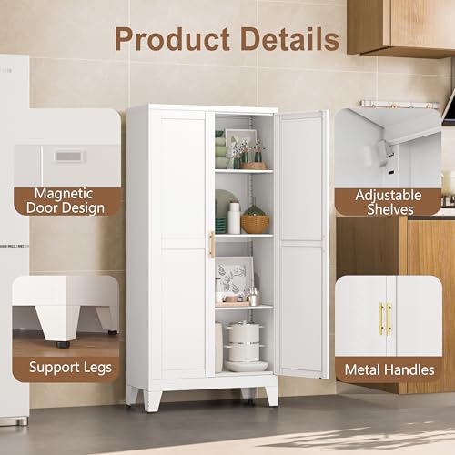 Black Metal Storage Cabinet with 3 Adjustable Shelves H2817