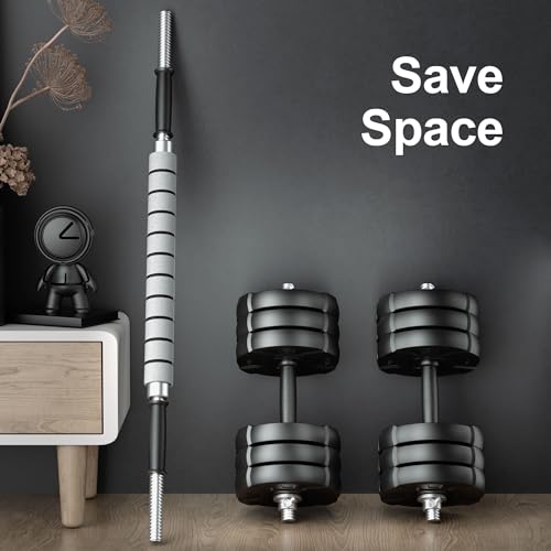 Heavy Adjustable Dumbbell Barbell Set, Metal Dumbbell Grip and Barbell Bar, 1" Center Hole Weight Plate B3427