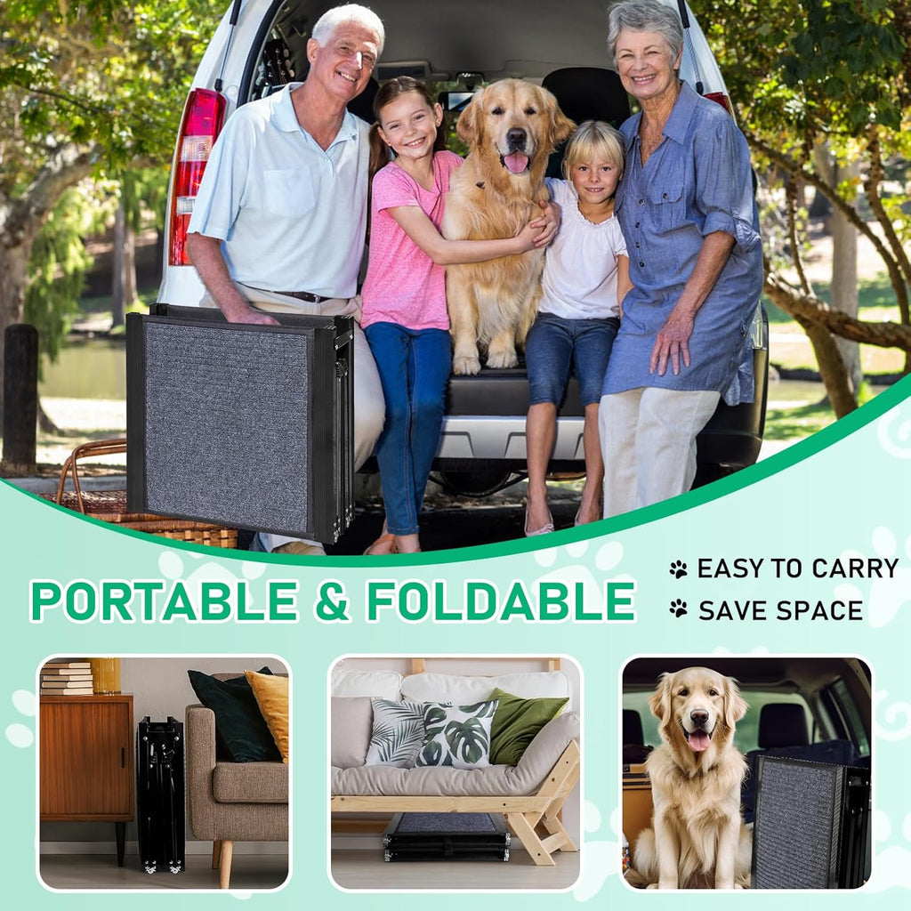 19.7" Wide 67" Long Folding Large Dog Ramp with Non-Slip Surface R573582