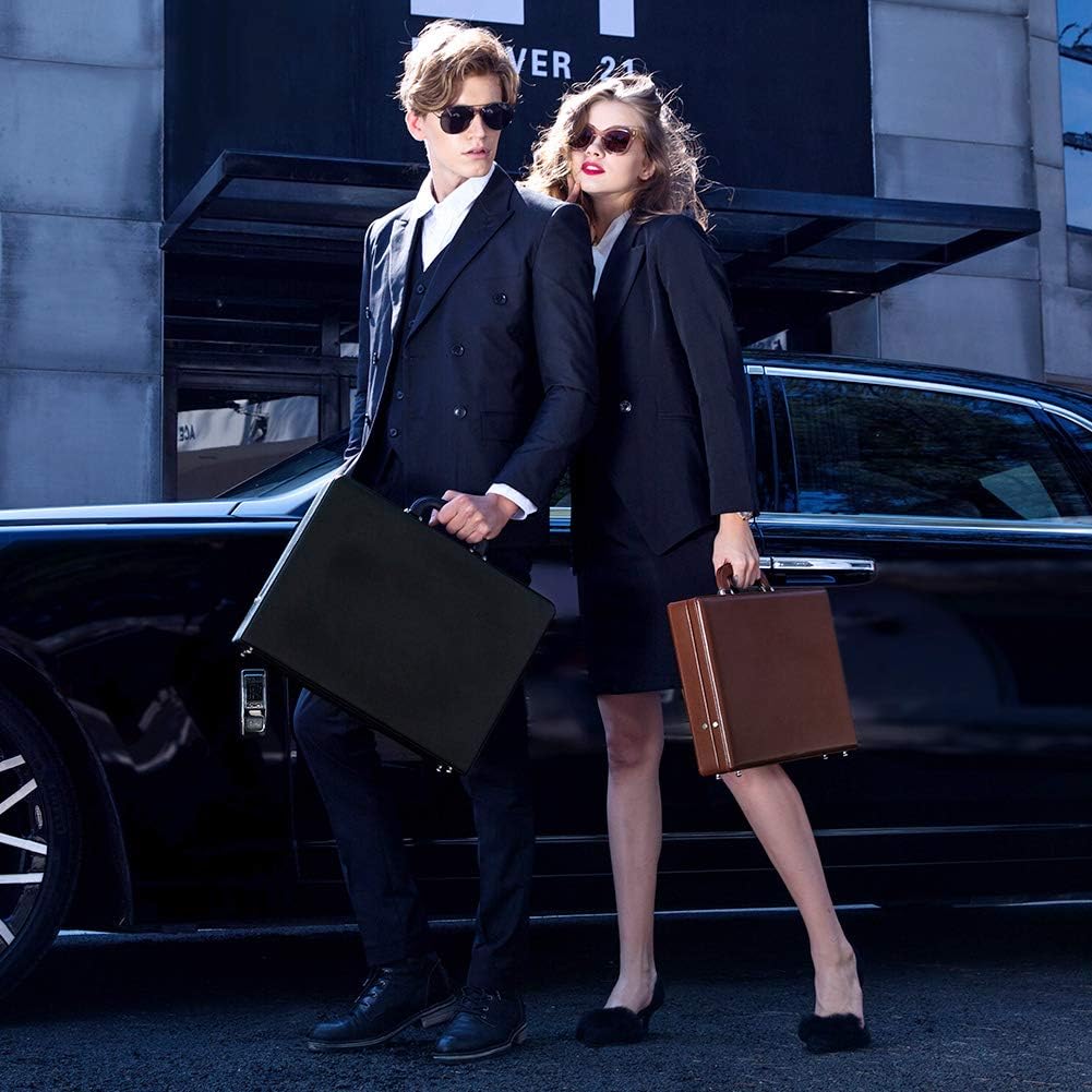 Black Bonded Leather Hard-sided Laptop Briefcase with Combination Locks F57759