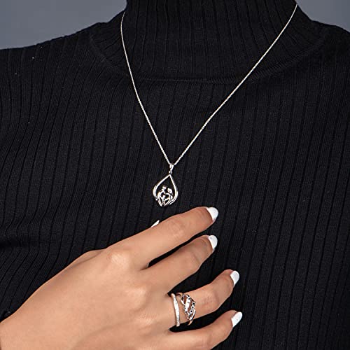 Parent and Children Family Necklace Pendant in Sterling Silver 18" Rolo Chain J849666