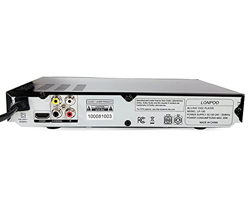 HD Blu-Ray Disc Player with HDMI and AV Cables, 1080P, PAL NTSC, Coaxial Output, USB Input Y721