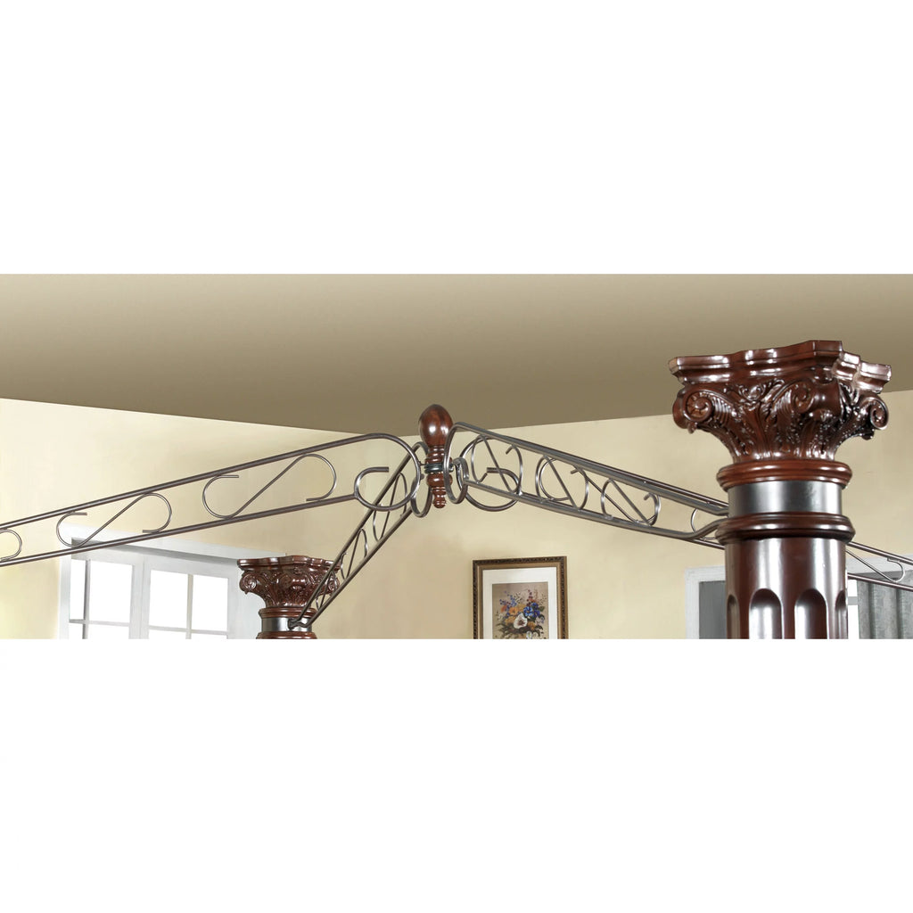 Brown Cherry Queen Canopy Bed Z61464