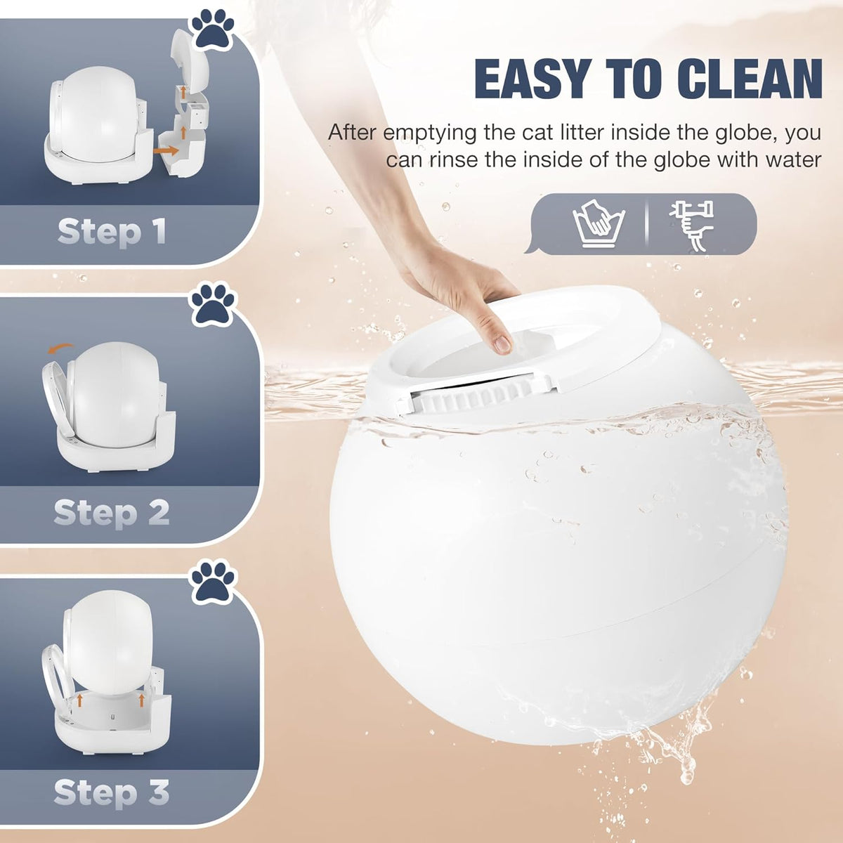 Automatic Self Cleaning Large Capacity Cat Litter Box (Pure White) B300425
