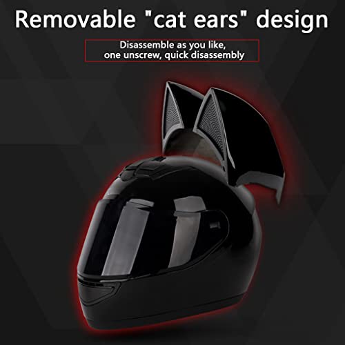 DOT Certified Full Face Motorcycle Helmet with Cat Ears Flip up Visors G477059