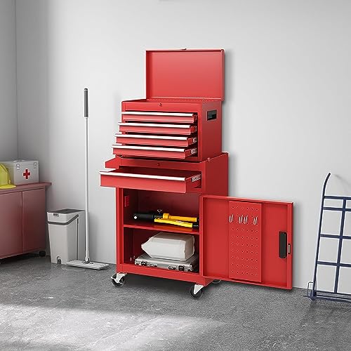 Gray 5-Drawer Rolling Tool Chest with Lockable Wheels T207