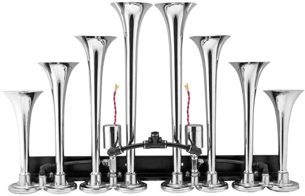 8 Air Horn Chrome Plated Trumpets W3278