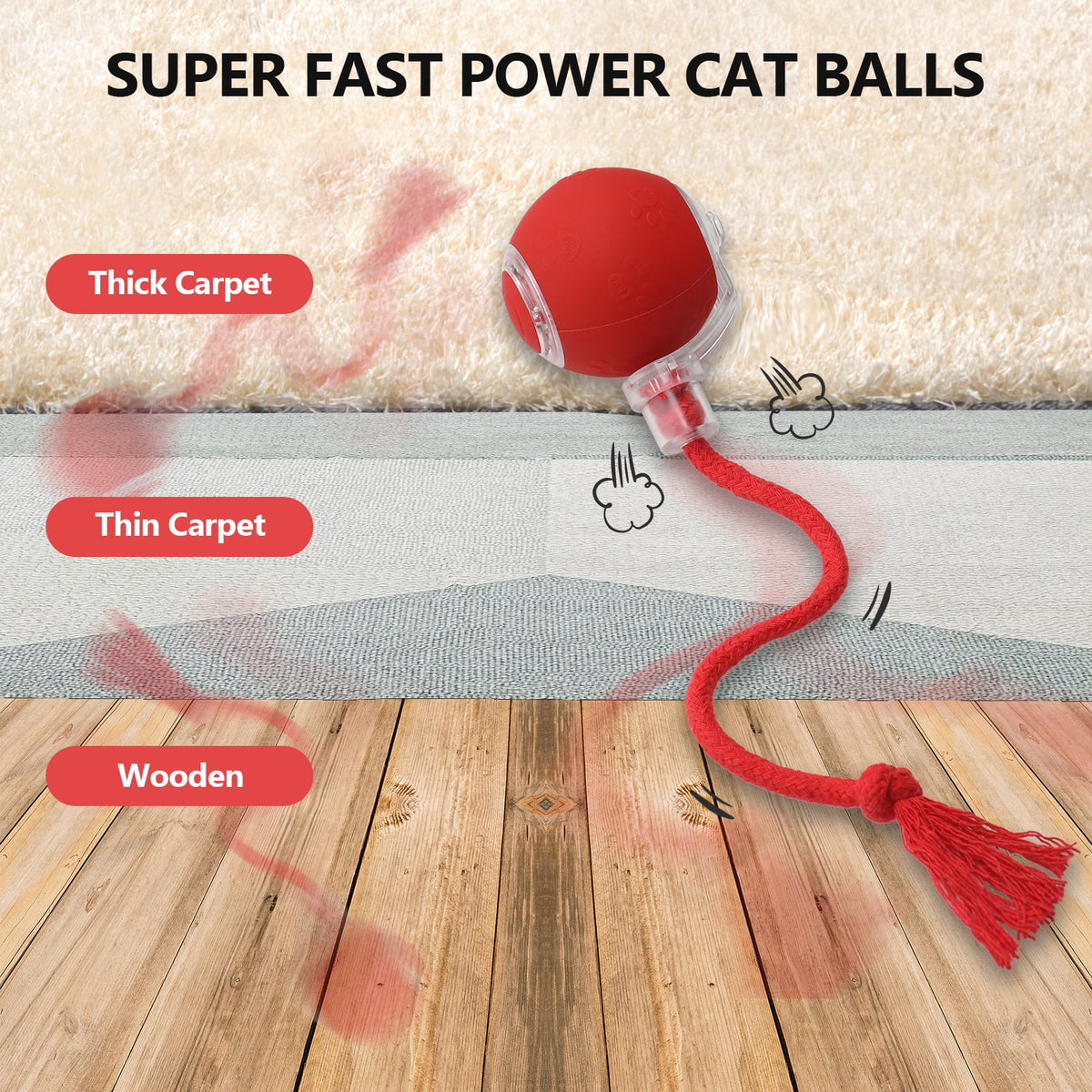 Motion-Activated Rolling Cat Toy with Tail (Yellow) X41142